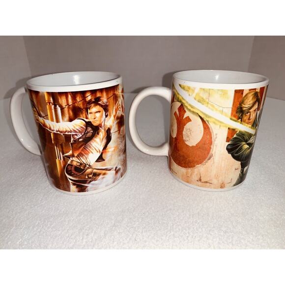 2 STAR WARS Coffee Movie Mugs 2011 Boba Fett Han Solo Vader Skywalker Unused - Picture 3 of 8